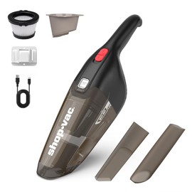 Shop-Vac Wet/Dry Handheld Vacuum Cordless, Powerful Portable Car Vacuum Rechargeable, Wall-Mounted Hand Vac with Crevice Tool, Lightweight Hand Vacuum for Home & Car, Washable Filter, Black
