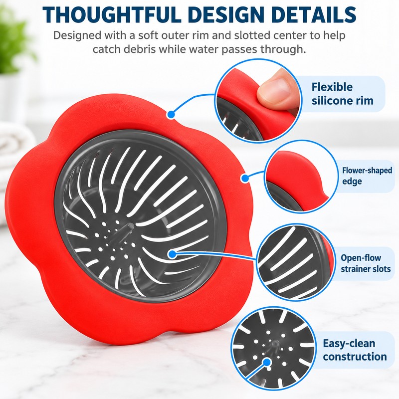 2-Pack Silicone Sink Strainers for Kitchen Drains – 4.5-Inch Anti-Clog