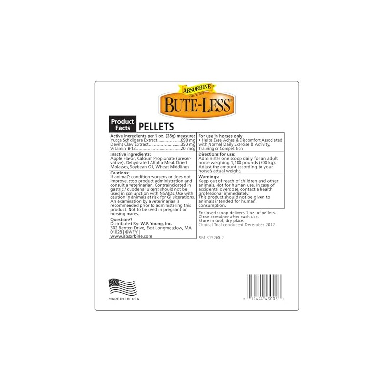 W F YOUNG 430420 2 lb Bute Less Pellets