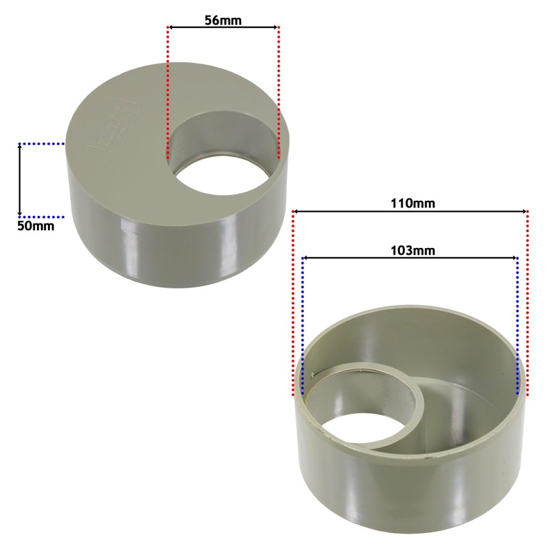 Spares2go 110mm to 56mm (50mm) Solvent Weld Soil System Waste