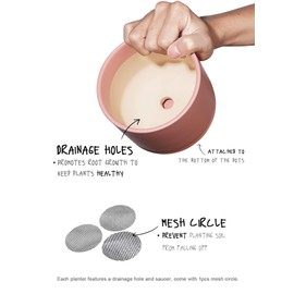 LE TAUCI 4.5" & 5.3" & 6.5" Plant Pots with Drainage Holes and Saucers, Ceramic Flower Pots for Indoor Plants, Outdoor Planters with Tray, for Snake Plant, Set of 3, Pink