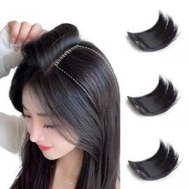 Clicko hairpiece 10cm women's bangs side hair straight volume wig, 3 pieces, black / 클릭코 헤어피스 10cm 여자 앞머리 옆머리 똑딱이 볼륨 가발, 3개, 블랙
