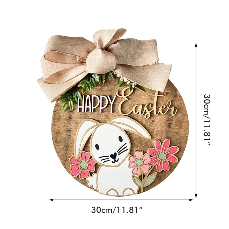 Easter Wooden Hanging Sign Bunny Rabbit Sign Door Decoration Easter