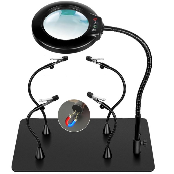 Soldering Helping Hands 10X Magnifying Glass with light and Stand