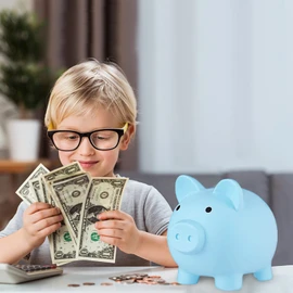 Cute Plastic Pig Money Bank Unbreakable Piggy Bank Toy for Boys Girls Kids Toddler Adults Birthdays Home Decoration (Blue)