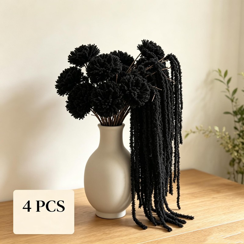4 PCS Black Artificial Yarn Amaranthus for Decor