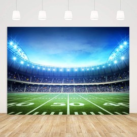 ASDCXZ Football Field Photo Background 2.2 x 1.5 m, Super Bowl Auditorium Headlight Football Theme Photography Background Vinyl Kids Baby Shower Birthday Party Decorations Studio Props
