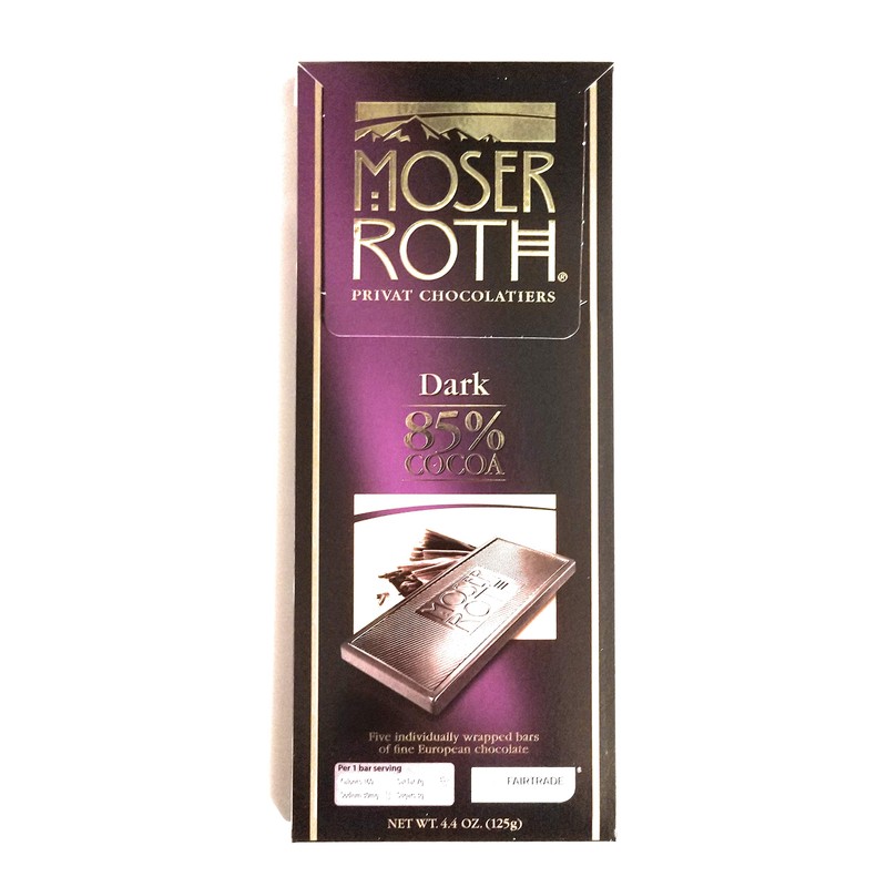 Moser Roth German Dark Chocolate Bars (85%, pack of 2)
