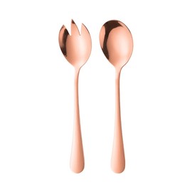 SHTGOI Salad Servers Set Stainless Steel Salad Fork Salad Spoon Metal Fork Spoon Serving Spoon for Hotel Buffet Dinner Banquet Restaurants Fruit Salad Camping Cutlery Rose Gold