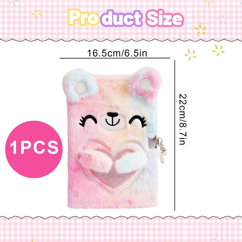 DERJDISF Plush Diary - Secret Diary with Lock for Adolescents