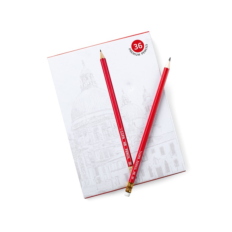 12PA 36 Pencils With Rubbers On The End | HB