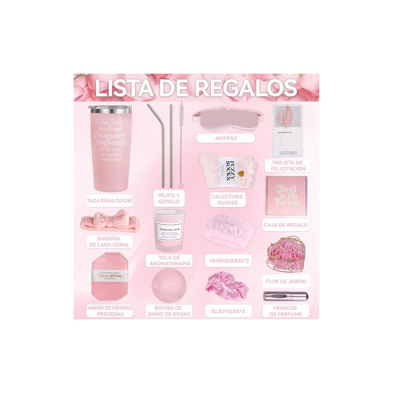 13Pzs Regalos de Cumpleaños para Mujeres, Canasta de Spa Relajante