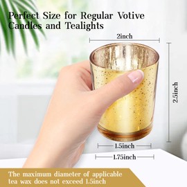 24Pcs Gold Votive Candle Holders,Mercury Glass Tealight Candle Holder,Speckled Gold Tealight Candle Holders Bulk for Wedding Table Centerpiece Thanksgiving Christmas Party Decoration Home Decor