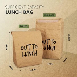 Farest 16oz Reusable Lunch Bag,Insulated Lunch Box for Women&Men,Paper Bag Large Sandwich Tote for Office Work Picnic Travel Snacks,2 Pack Khaki