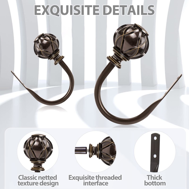 KAMANINA Decorative Curtain Drapery Holdbacks, Curtain Tiebacks Hooks with Screws