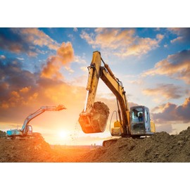 CORFOTO Land Excavator Backdrop Fabric 7x5ft Construction Excavators Background Construction Truck Digging Backdrop for Excavator Birthday Party Decorations Kids Boys Excavator Photoshoot Props