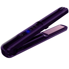 Cordless Hair Straightener and Curler 2 in 1, Pure Titanium Portable Mini Flat Iron, Dual Voltage,Heats Up in Seconds,4 Adjustable Temp for Thin Straight Fine Hair,Travel Size Preferred Gifts