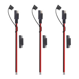 TMH 16 AWG Connector Cable 1 FT SAE Connector Extension Cable 2 Pin, 10 Amp Quick Connector Disconnect Plug for Solar Panel, Cars, Tractor, RV, SAE Plug - SAE (3 Packs)