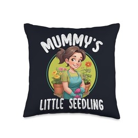 Women Gardening Mom Mummy's Little Seedling Gardener Mommy Throw Pillow