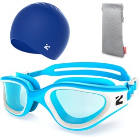 ZIONOR G1 Lite Swim Goggles with Swim Cap Comfortable Anti-fog Swimming Goggles Set for Adult Men Women