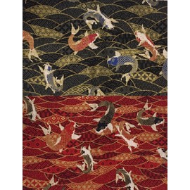 Mon Koi Japanese Style Table Runner, Ken Day of the Sun, Children's Day, Tea Room, Japanese Cuisine, Kaiseki Room (Black 150)