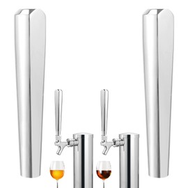 WELLBOM Standard 3/8" Thread Beer Tap Handle, 304 Stainless Steel Silver Keg Tap Handle for Kegerator, Mini Keg Growler, Stout Nitro Coffee Draft Beer Faucet System (2PCS)
