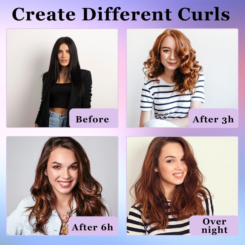 6PCS Overnight Blowout Rods, Heatless curling set, Soft and Non-Damaging