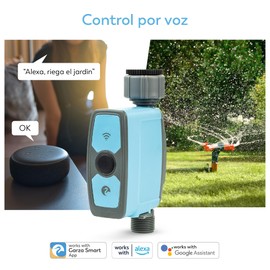 Garza - Wifi Automatic Watering Controller with Additional Smart Hub Plug, Watering Control for Outdoor Use, WiFi 2.4 GHz, Remote Control via App.