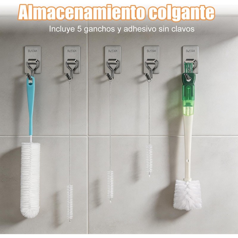 11 Piezas Cepillo para Lavar Popotes, Cepillo para Botellas con
