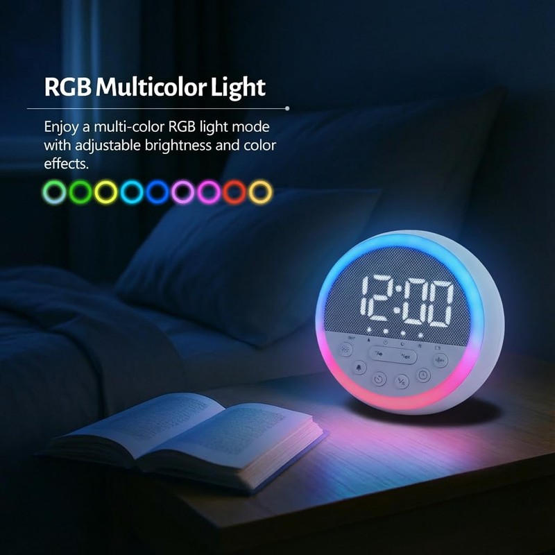 OCEST Sunrise Alarm Clock with White Noise & Dimmable RGB