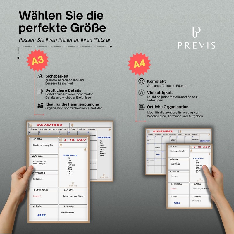 Previs Pack Magnetic Monthly Planner + Magnetic Weekly Planner for