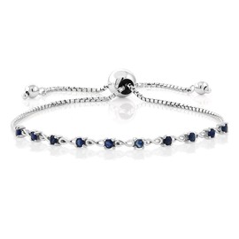 Gem Stone King Pulsera infinita de tenis de plata de ley 925 con zafiro azul creado para mujer (0.50 quilates, se adapta a muñecas de hasta 9 pulgadas), 22,86cm, Metal, zafiro