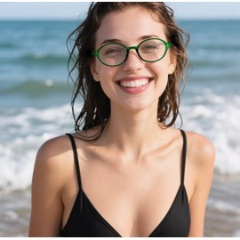 FEISEDY Vintage Oval Blue Light Glasses for Women Men Stylish Lightweight 90s Eyeglasses Fake Nerd Y2k Eyewear Frame B0242 Transparent Green