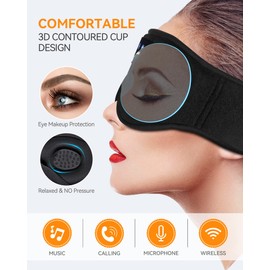 LOVE EYE Sleep Mask, Eye Mask with Headphones, Bluetooth Sleep Mask, Upgraded 3D Sleep Headphones Comfy & Washable Snoozeband Perfect for Sleeping, Travel, Nap, Yoga, Meditation for Men & Women
