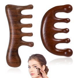 Tyqour Pack of 2 Scalp Massage Comb Wooden Comb Head Massage Stimulator Gua Sha Comb Multifunctional Sandalwood Scalp Massage Comb Made of Wood with Wide Tooth Body Massage Tool for Men and Women