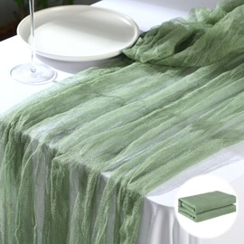 Teenyyou 3 x 100 ft Wedding Arch Draping Fabric, Extra Long Romantic Boho Gauze Backdrop Curtains for Wedding Backgrounds Arch Ceremony Birthday Party Table Decorations(Sage Green)