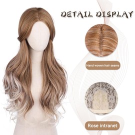 Wepwcod Long Wave Brown Wig Fancy Dress Synthetic Wig for Women Perfect for Daily and Special Occasion Use Elegant Realistic Wig Suitable for Party