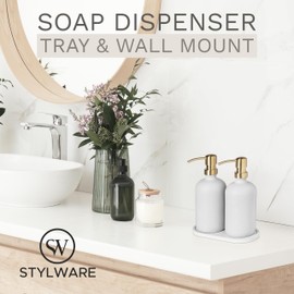 Glass Soap Dispenser with Pump, Clear Soap Dispenser, Hand Soap Dispenser for Bathroom, Dish Soap Dispenser for Kitchen, Modern Refillable Liquid Soap Dispenser Bottle (Stainless Steel, Satin Brass)