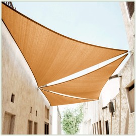 ColourTree 14' x 14' x 19.8' Sand Beige Sun Shade Sail Right Triangle CTSLRT14 - Canopy Mesh Fabric UV Block UPF50 - Commercial Heavy Duty - 190 GSM - 3 Years Warranty (We Make Custom Size)
