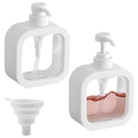 JOZMMZEOOA 2Pcs Soap Dispensers Dishwashing Liquid Shower Gel Shampoo Dispenser White Square Liquid Lotion Hand Dispensers with Pump for Shower and Sink（300ML ）