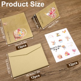 Heveer Greeting Cards Set Greeting Cards with Envelopes Stickers Kraft Paper Folding Cards for Birthday Christmas Pack of 12