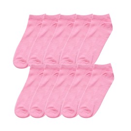 Girls Low Cut Ankle Socks 10 Pairs, One Size, Pink