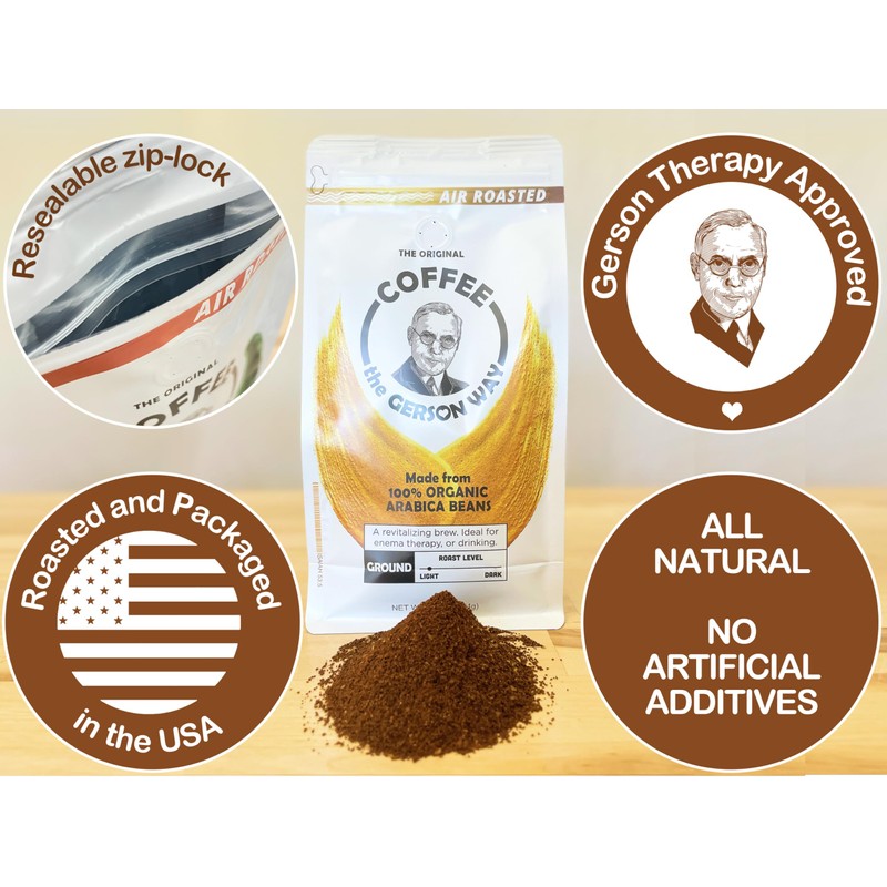 Coffee, The Gerson Way - Ground, Air Roasted, Detox, Enema,
