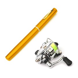 Lixada Fishing Rod Reel Combo Mini Pen Fishing Pole Kit Telescopic Fishing Rod Spinning Reel Combo Kit (Gold, 1M)