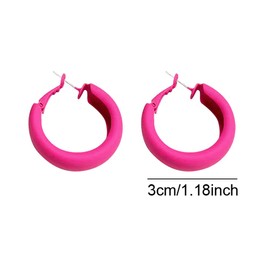 DIYANMMY Retro Fashion Exaggerated Geometric Large Round Pink Hoop Earrings Candy Color Earrings for Woman Party Jewelry (Pink Hoop Earrings)