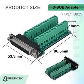 BRIEFCEC DB25 25 Pin Adapter RS-232 Serial to 25 Pin Clipboard Signal Module with Insulation Pad (1 Female)