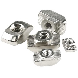50 Pcs 2020 Series M3 T Nuts, T Slot Nut Hammer Head Fastener Nut, Nickel Plated Carbon Steel Nut for European Aluminum Profile,Drop in T Slot Nuts Assortment Kit(20-M3)