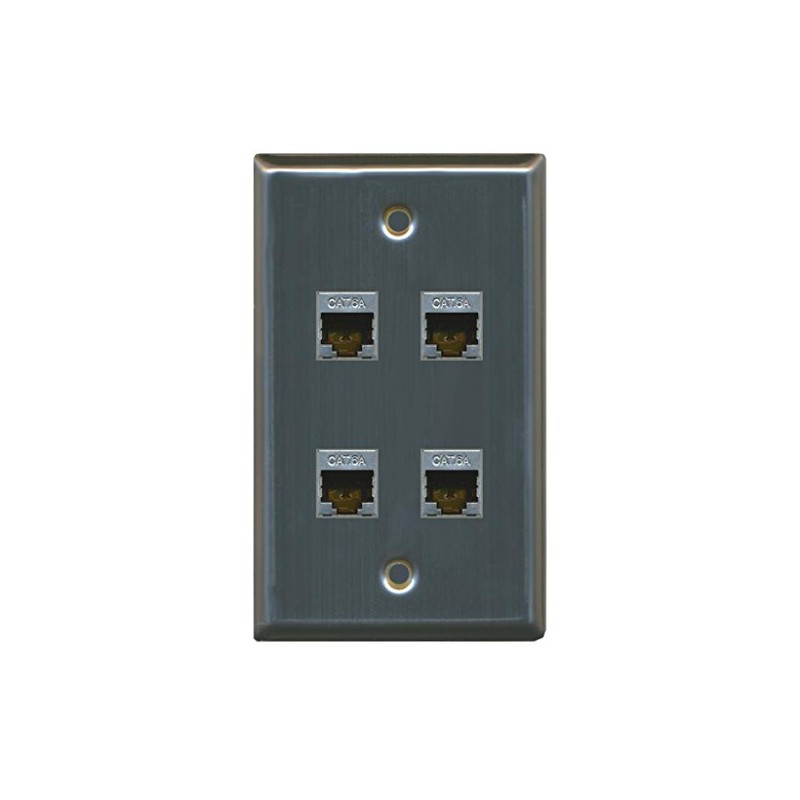 RiteAV CAT 6A 4 Port Shielded Cat6a Wall Plate 1