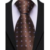 Barry.Wang Brown Ties for Men Silk Plaid Necktie and Tie