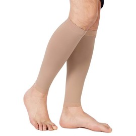 TOFLY - Funda de compresión para pantorrilla para hombres y mujeres, 1 par, calcetines de compresión sin pies de 20 a 30 mmHg para soporte de piernas, espinillas, alivio del dolor, hinchazón, venas varicosas, maternidad, lactancia, corto beige S